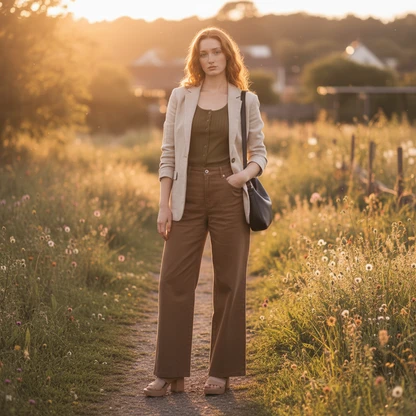 Effortless Linen Blazer Outfit with Camera Sandals