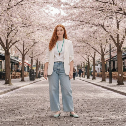 Effortless Spring Blazer Outfit with Flats and Barrel Jeans