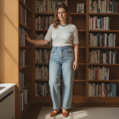 Retro Chic Outfit with Square Glasses and Flats