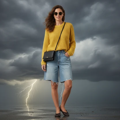 Effortless Retro Summer Outfit with Denim Shorts