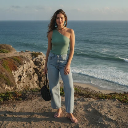 Effortless Summer Barrel Jean Outfit with Shell Bag
