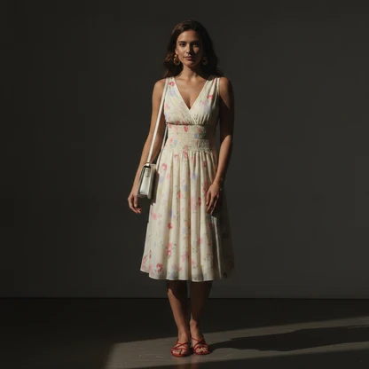 Effortless Chic: Garden Dress with Knot Earrings