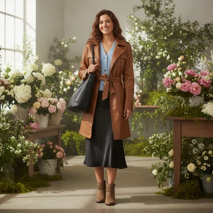 Chic Autumn Layers: Trench, Cardigan & Boots Outfit