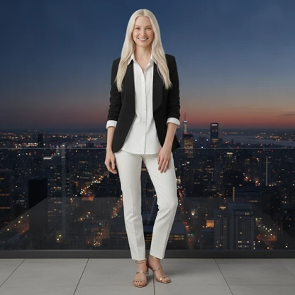 Polished Casual Work Outfit with Oxford Shirt and Blazer