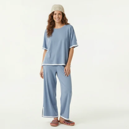 Cozy Crochet Lounge Outfit: Beanie, Pajama Set & Clogs