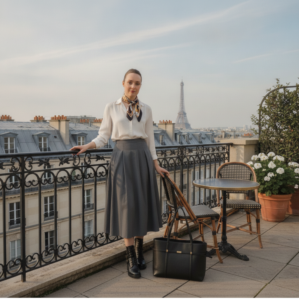 Retro-Chic Summer Outfit: Pleated Skirt & Lace Knit