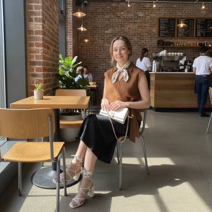 Polished Summer Outfit with Silk Scarf & Monogram Bag
