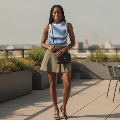 Effortless Chic: Pleated Midi Skirt & Tank Outfit