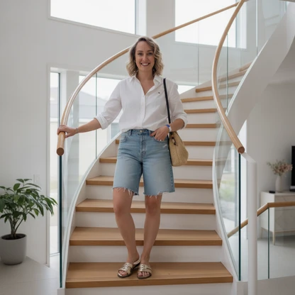Effortless Summer Denim Outfit with Raffia Bag & Sandals