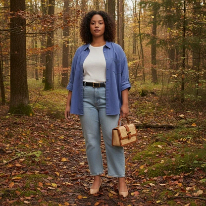 Chic Monogram Outfit: Reversible Belt, Easy Shirt & Barrel Jeans