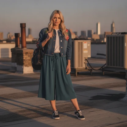 Chic Casual Denim Outfit with Floral Jacket