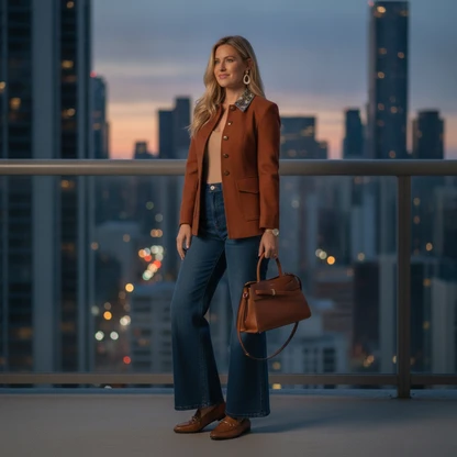 Refined Rust Tailored Outfit with Loafers and Watch