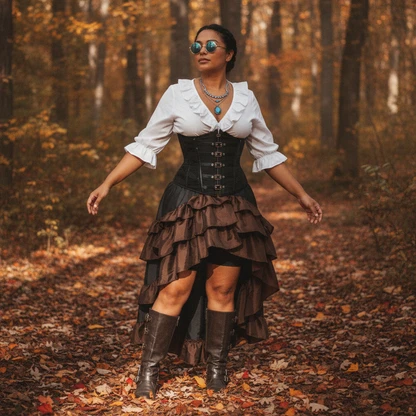 Vintage Steampunk Outfit: Brown Gothic Skirt & Sunglasses