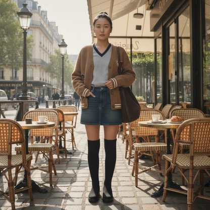 Chic Tall Wedge Boots & Collegiate Cardigan Outfit for Fall