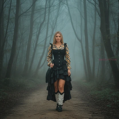 Black Gothic Steampunk Skirt & Corset Outfit: Victorian Cosplay Elegance