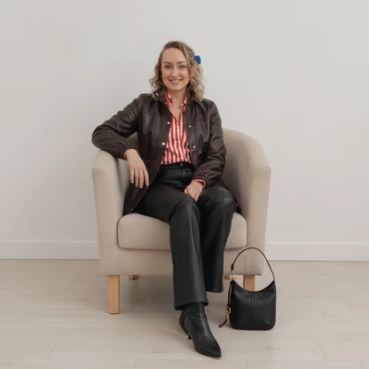 Edgy Vegan Leather Jacket & Ankle Boot Outfit for Women