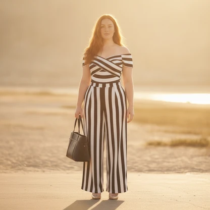 Timeless Striped Jumpsuit with Taupe Pumps & Lasso Tote