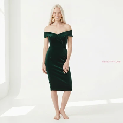 Cat’s Eye Earrings & 1960s Velvet Bodycon Dress Outfit