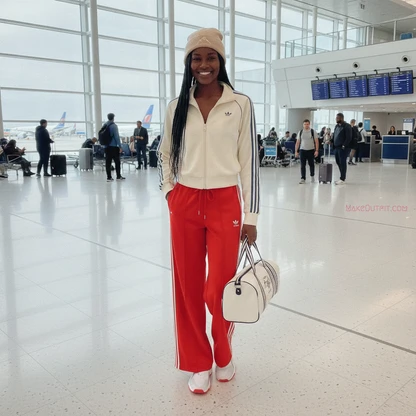 Sporty Athleisure Outfit with Beanie and Linen Pants