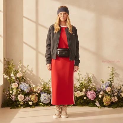 Sporty Athleisure Winter Outfit with Belt Bag & Sneakers