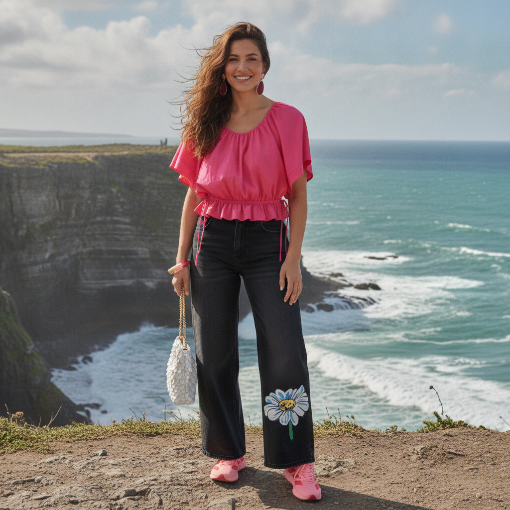 Outfit - Bohemian Style Floral Printed Capri, Drawstring Top + 4 more