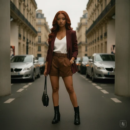 Elevated Relaxed Tailoring: Satin Shorts & Wool-Blend Blazer Outfit