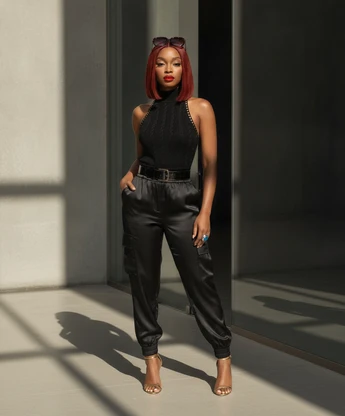Vintage Glam Wide Belt Outfit with Statement Sunglasses