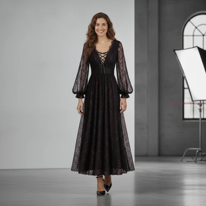 Pre-Sale Black 1930s Deep V-Neck Lace Dress & Stuartini Pump 100 Outfit