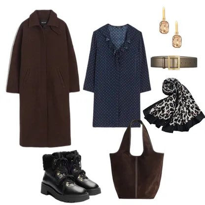 Esthetic Fall: Chic White Leopard Print Scarf & Shearling Bootie Outfit