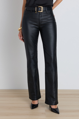 Aria Coated Flare Jean - Black