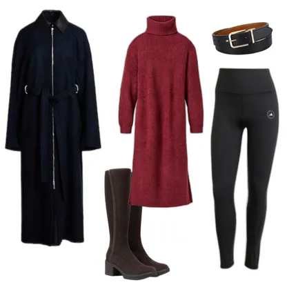 Thanksgiving Outfit: Cozy Knit Dress & Belted Coat Style