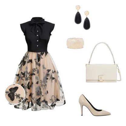 Gothic Cocktail Dress Outfit with Black Butterfly Charm