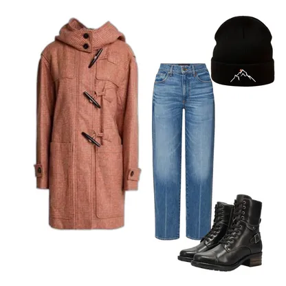 Cozy Fall Winter Outfit with Duffle Coat and Barrel Jeans