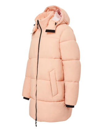 Long Hooded Puffer - Coral Pink