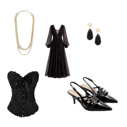 Bellatrix: Chic Slingback Kitten Heels & Vintage Corset Outfit