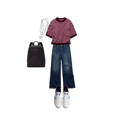 Colorful Leather Sneakers & Baggy Jeans: Trendy Multicolored Outfit