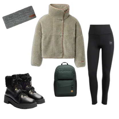 Cold Weather Sporty Outfit: Cozy Fleece & Shearling Style