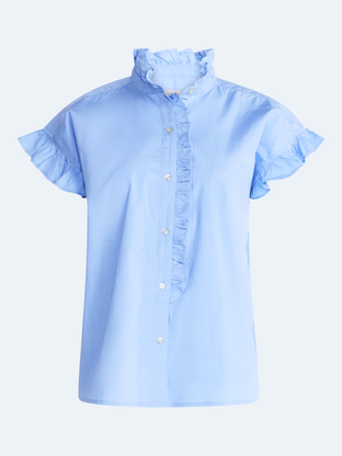 Free Assembly Womens and Womens Plus Ruffle Trim Neck Top with Short Sleeves Sizes XS-4X - Walmartcom