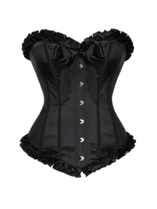 1980s Binding Bow Box-Pleat Patchwork Corset