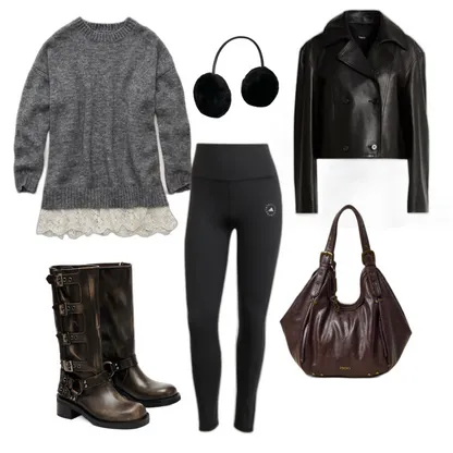 Everyday School Outfit: Edgy Leather & Cozy Layers