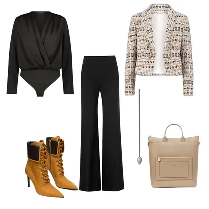 Elevated Office Outfit: Black Wide-Leg Ponte Pants & Agate Necklace