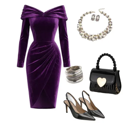 Purple Velvet Outfit: Retro Glam Slingback Pump Style