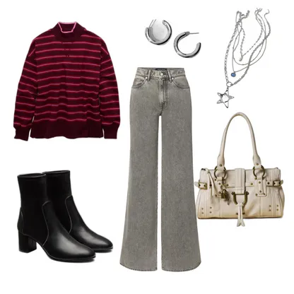 Effortless Everyday Basic Outfit: Wide-Leg Jeans & Y2K Bag