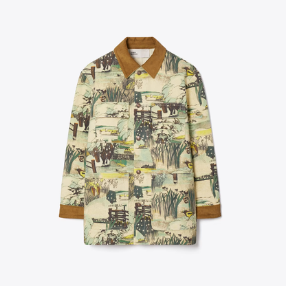 Printed Denim Barn Jacket in misc size 4