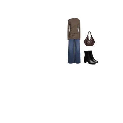 Retro Blue High-Waist Denim & Sock Bootie Outfit for Women