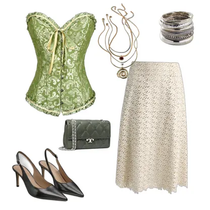 Vintage Romantic Outfit: Red Corset & Laser-Cut Leather Skirt