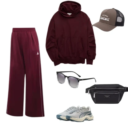 Sporty Fleece & Trail Runner Outfit for Game Day Adventures