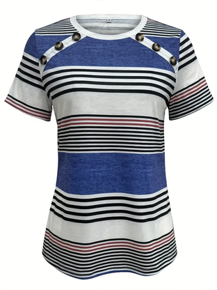 Striped Print Decor T-Shirt