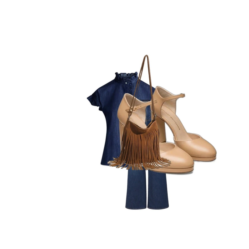 Elevated Casual Wide-Leg Jeans Outfit with Platform Pumps
