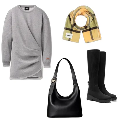 Soft Fall Outfit: Cozy Tulip Dress & Wedge Boots Style
